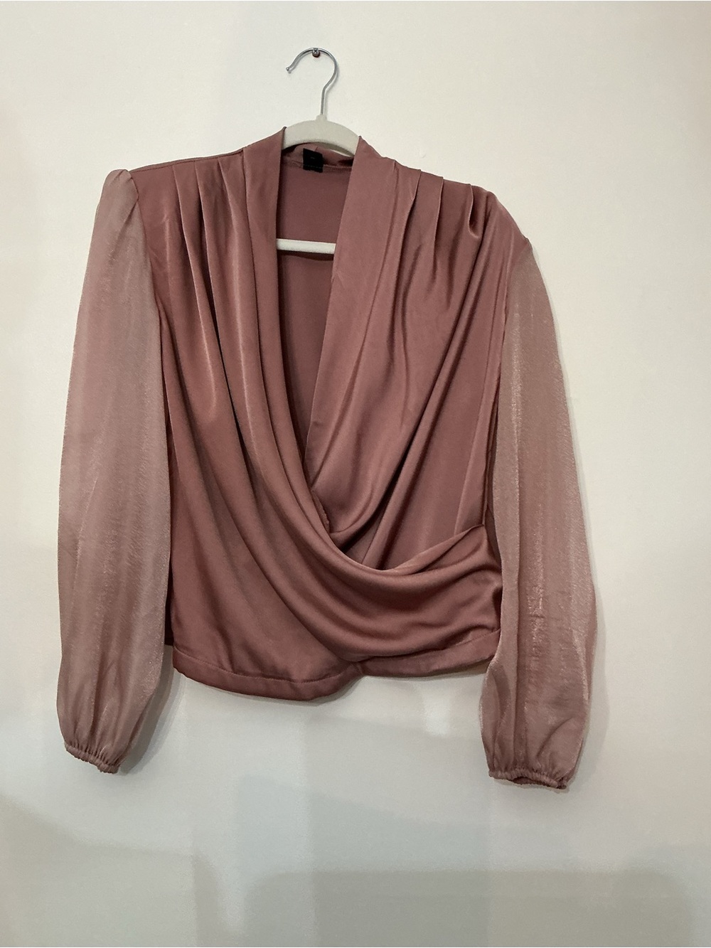 SHEIN Dusty Rose Draped Cowl Neck Blouse